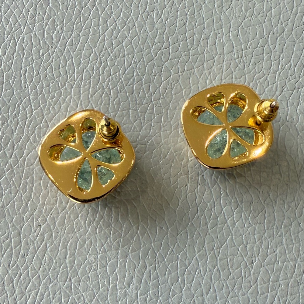 Ring & Earrings Set Blue Crystal Stone Gold Tone - Picture 4 of 13